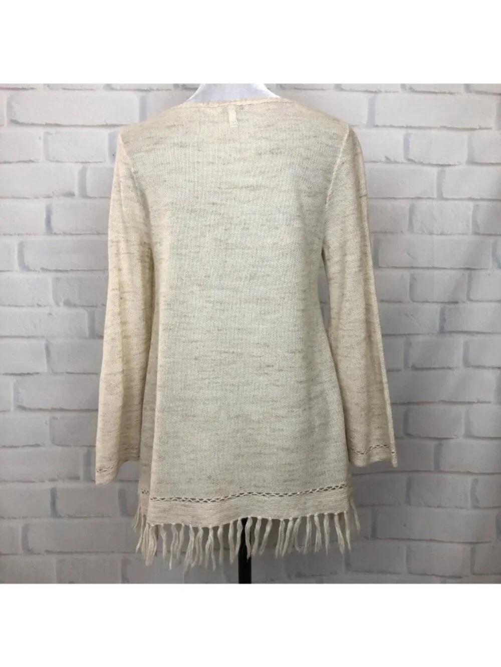Joie Annalie Linen Blend Fringe Sweater Size XS Beige